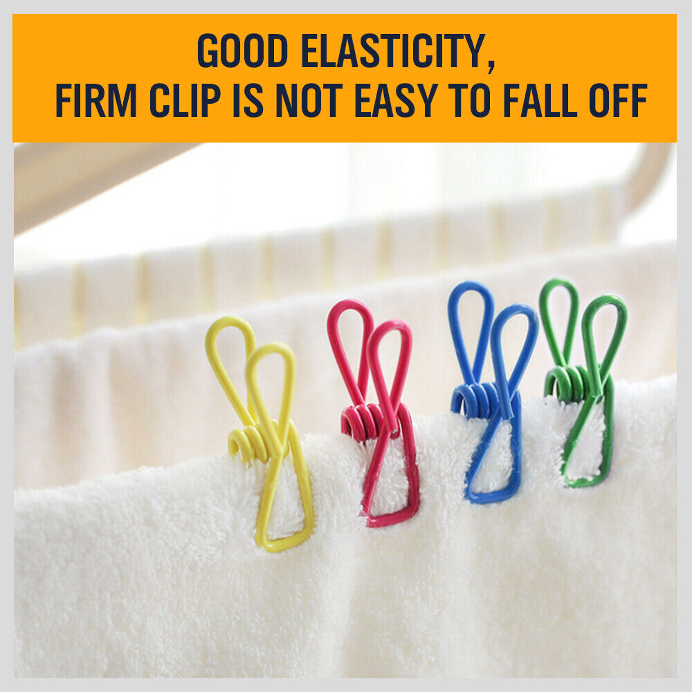 10Pc Steel Clips Multi-Use Spring Clamps Clothes Peg Hanging Note Book Laundry 8