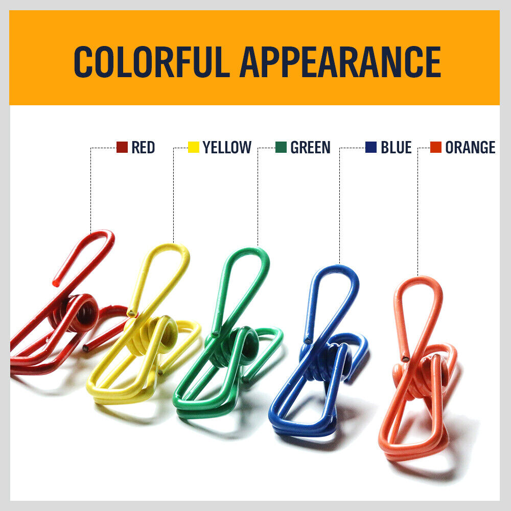 10Pc Steel Clips Multi-Use Spring Clamps Clothes Peg Hanging Note Book Laundry 9