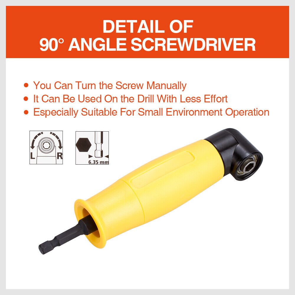 Right Angle Drill Attachment 90° Degree Drill Adapter 1/4" Drive Key Adaptor New 6