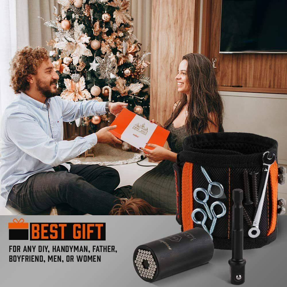 Magnetic Wristband & Universal Socket Grip 7-19mm Magnets Screws Nails Holder 4