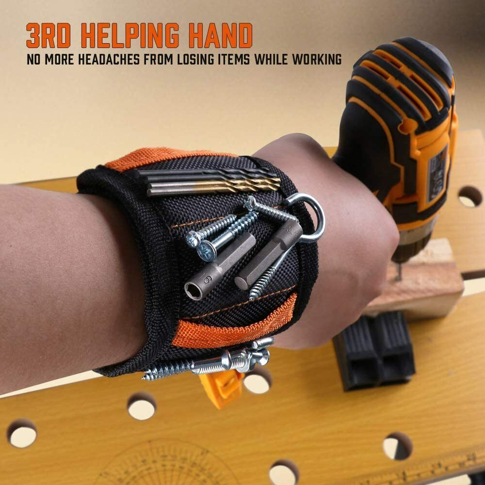 Magnetic Wristband & Universal Socket Grip 7-19mm Magnets Screws Nails Holder 5