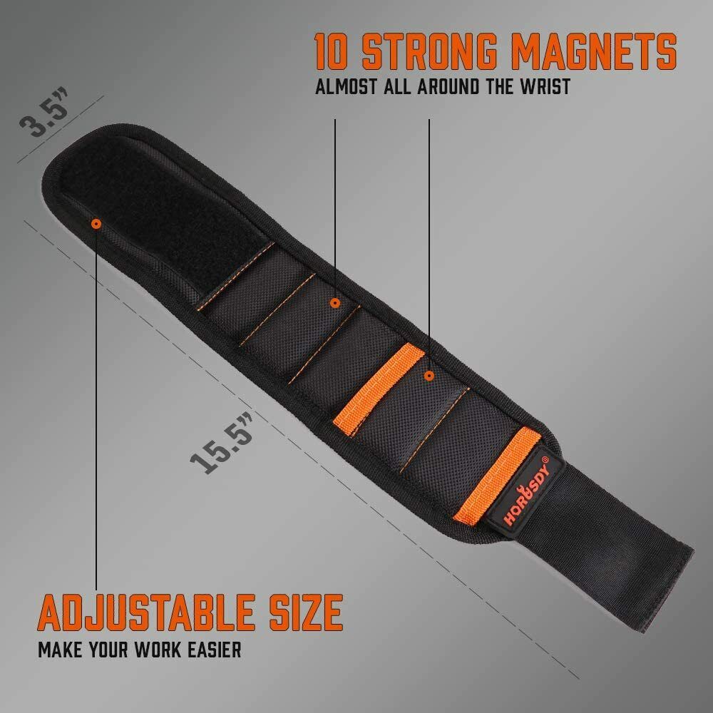 Magnetic Wristband & Universal Socket Grip 7-19mm Magnets Screws Nails Holder 6