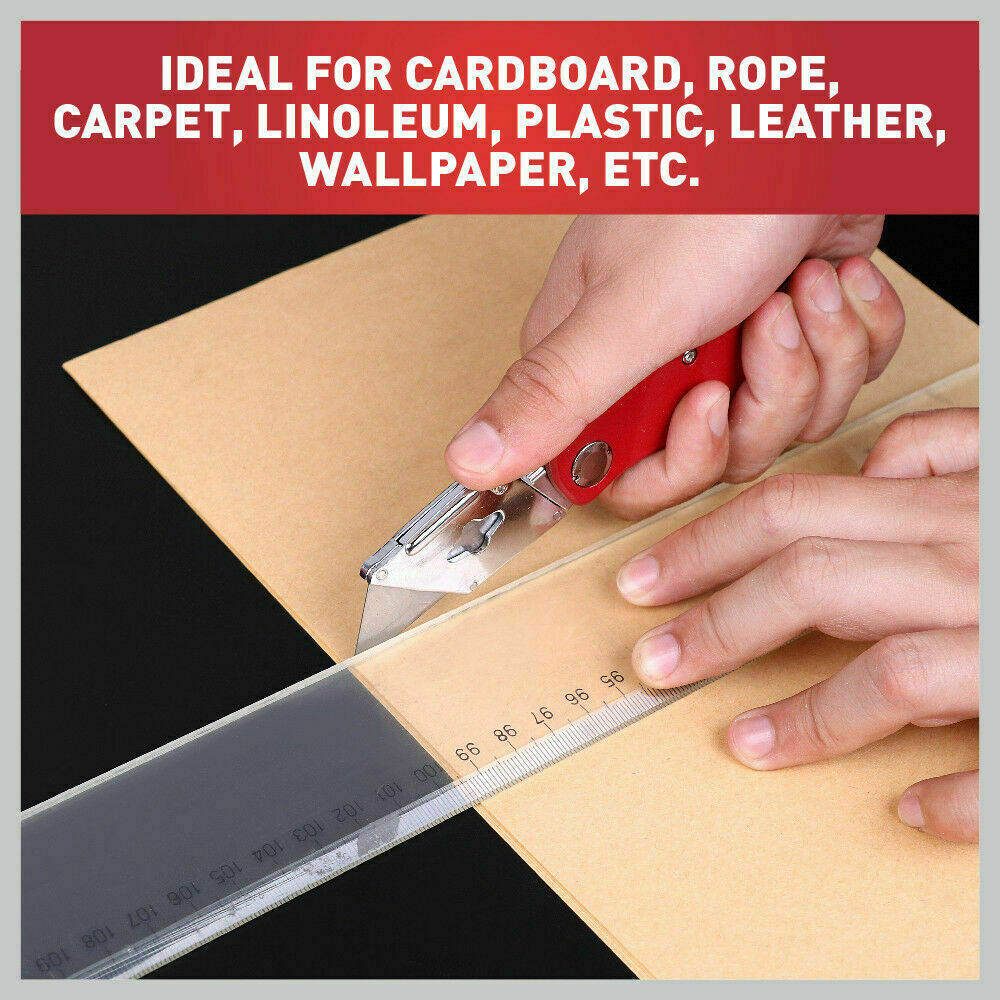 2Pc Folding Utility Knife Aluminium Handle & 10 Spare Stanley Blades Craft New 11