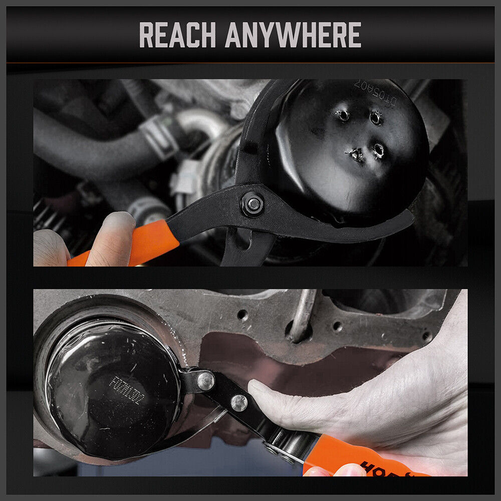 5Pc Oil Filter Wrench Set Swivel Grip Steel Belt Spanner Universal Filter Remove 8