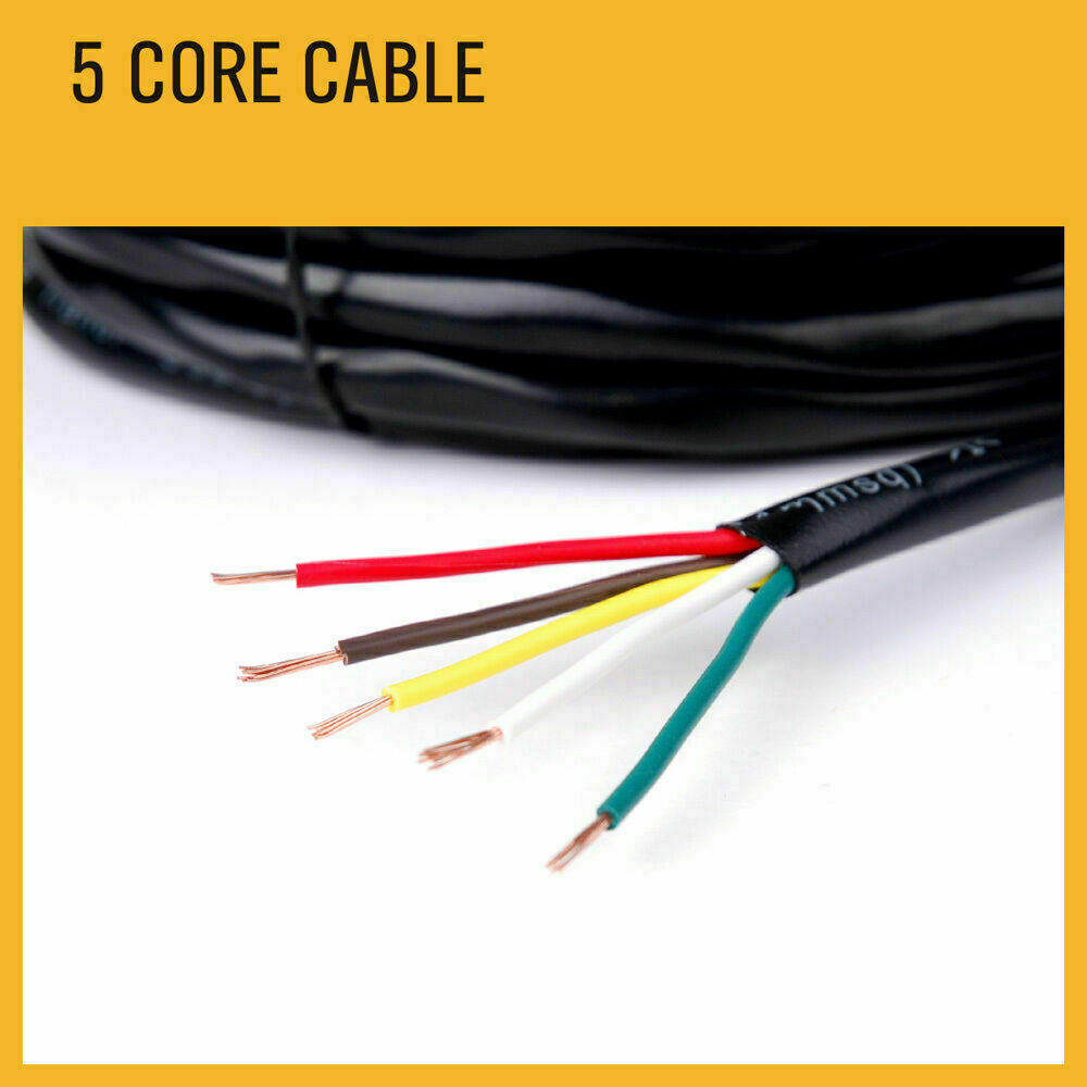 50M x 5 Core Wire Cable Trailer Cable Automotive Boat Caravan Truck Coil V90 PVC 4