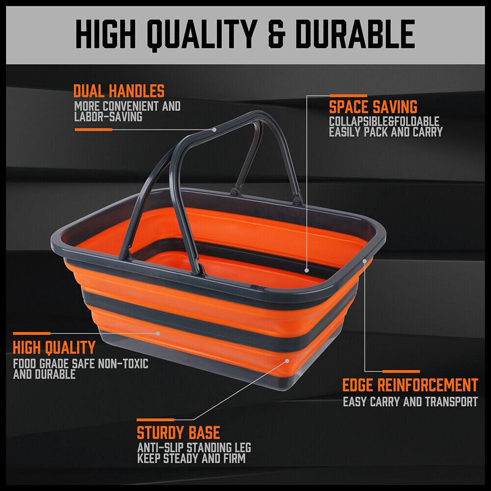 Adjustable Collapsible Sink 16L Large Portable Basket Wash Basin Outdoor Camping 4