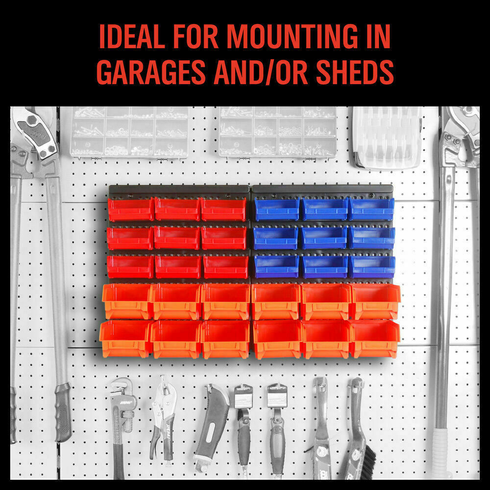 30 Bins Tool Storage Wall Mounted Organiser Parts Garage Workshop Box Heavy Duty 5