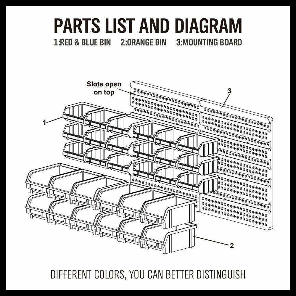 30 Bins Tool Storage Wall Mounted Organiser Parts Garage Workshop Box Heavy Duty 9