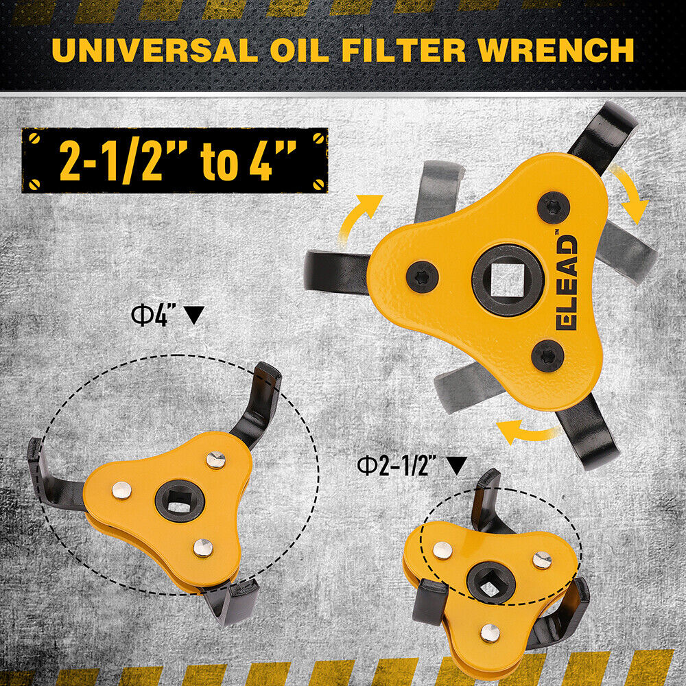ELEAD Oil Filter Wrench Set Adjustable Oil Filter Removal Tool Automotive Use 4