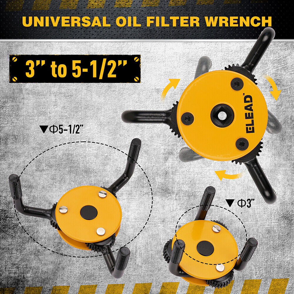ELEAD 3" to 5-1/2" Oil Filter Wrench Set Oil Filter Removal Tool Automotive Use 4