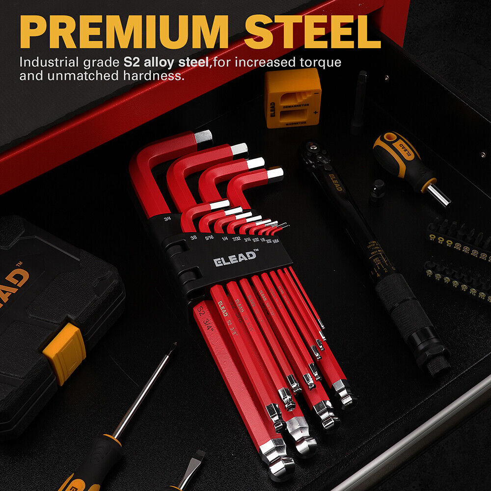 ELEAD 13Pc Extra Large Hex Key Set Long Allen Key Wrench Ball End SAE 5/64"-3/4 11