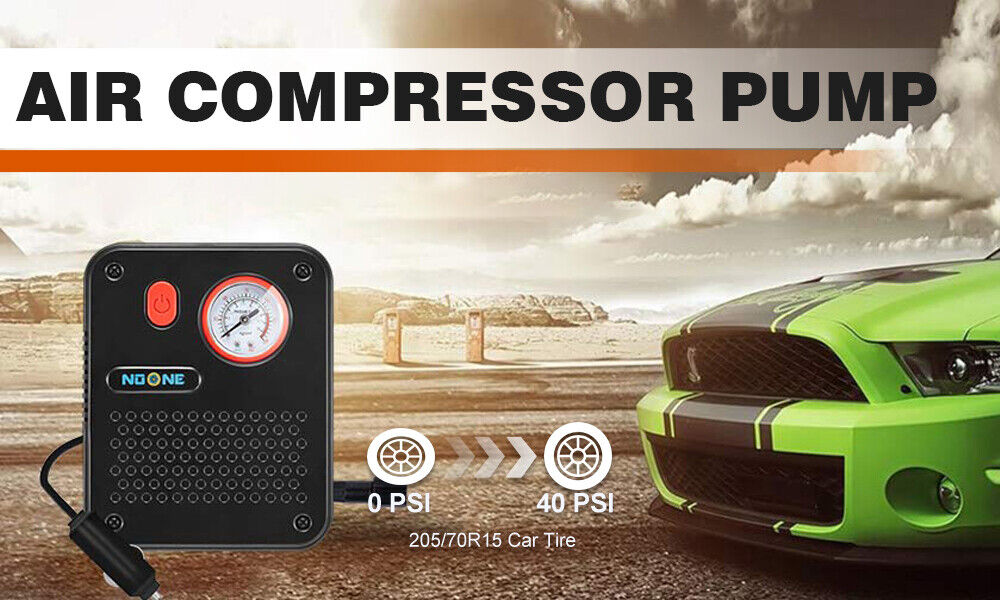 NOONE 1.9M Air Compressor Tire Inflator 12V Portable Car Tire Inflator Pump 60W 3