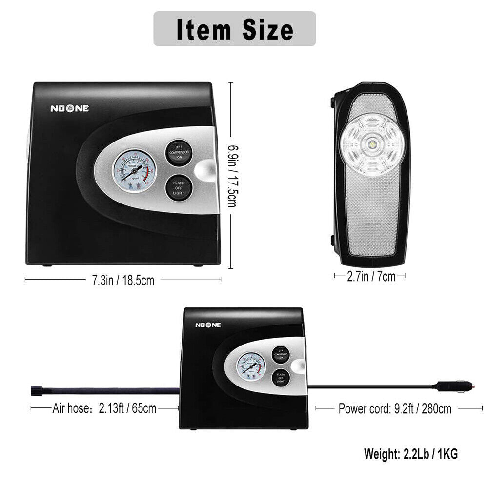 NOONE 3 IN 1 Air Compressor Tire Inflator 12V Portable Car Tire Inflator Pump 5