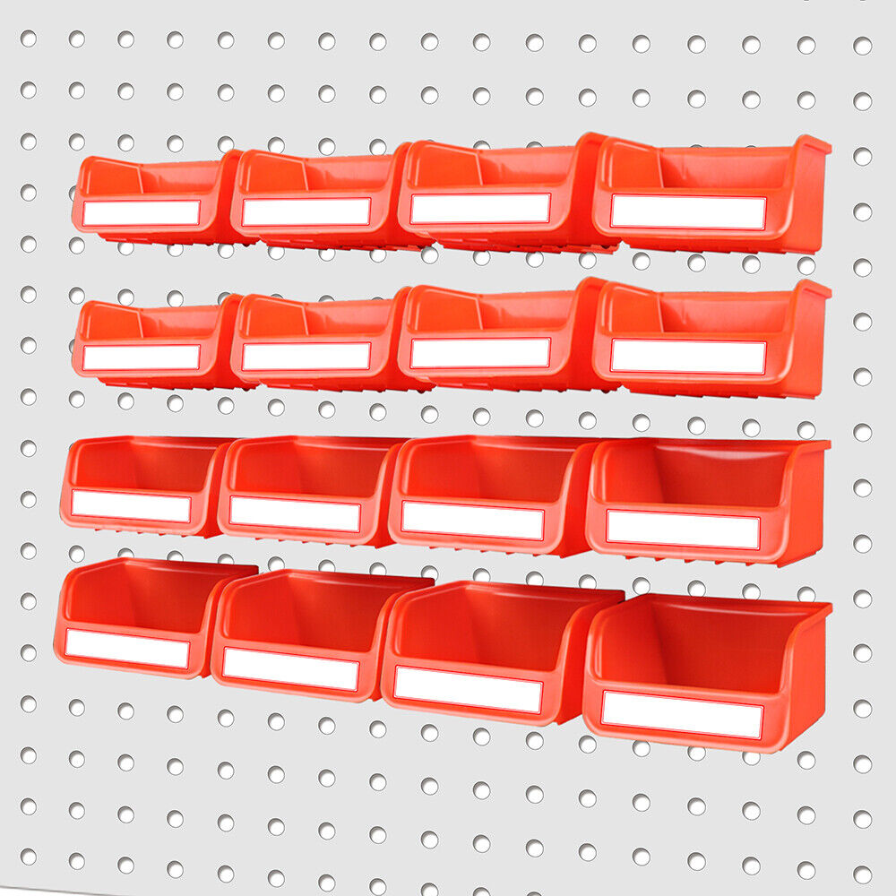 16Pc Pegboard Bins Peg Board Parts Storage With Steel Hooks Tools Organiser Tray 10