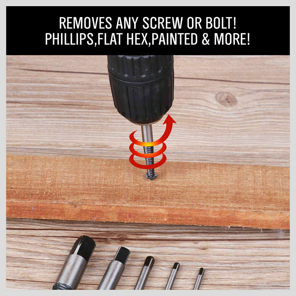 New 6Pc Damaged Screw Extractor Ezy Set Easy Out Broken Screw Bolt Remover Kit 5