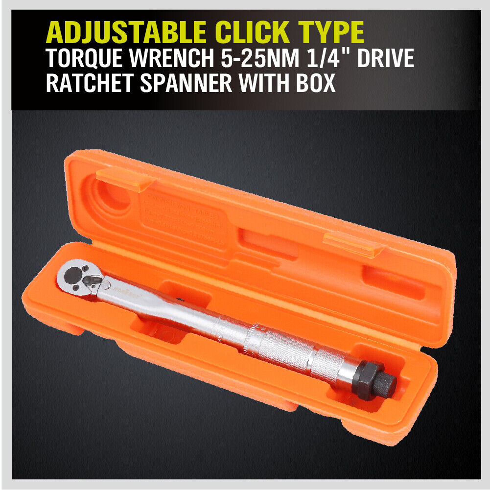 1/4" Drive Click Torque Wrench 5-25NM Ratchet Spanner Adjustable Hand Repair New 3