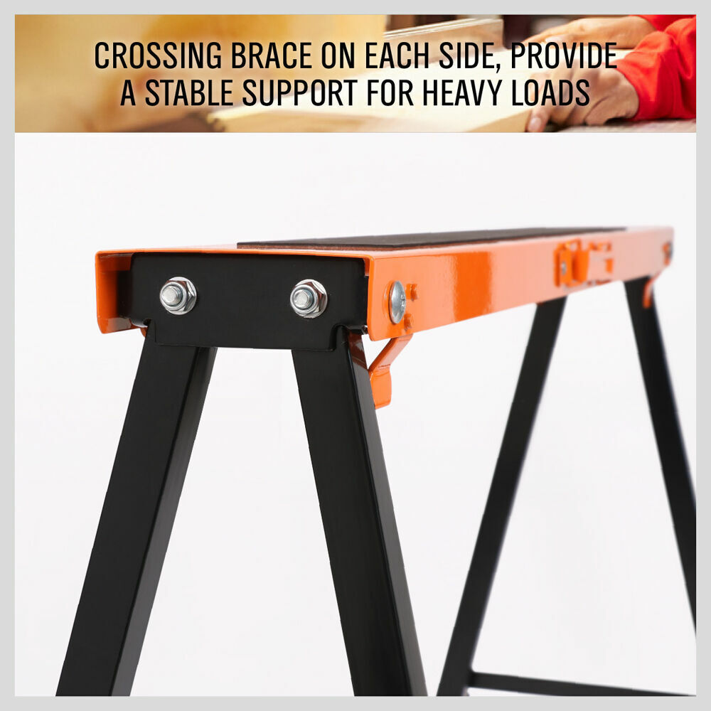 2Pc Mastercraft Sawhorse Metal Folding Non-slip Surface Saw Horse 120KG Capacity 9