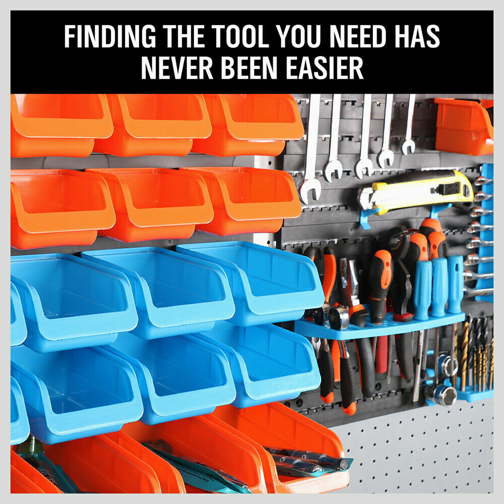 86Pc Wall Mounted Parts Storage Bins Tool Holder Rack Workshop Organiser 5