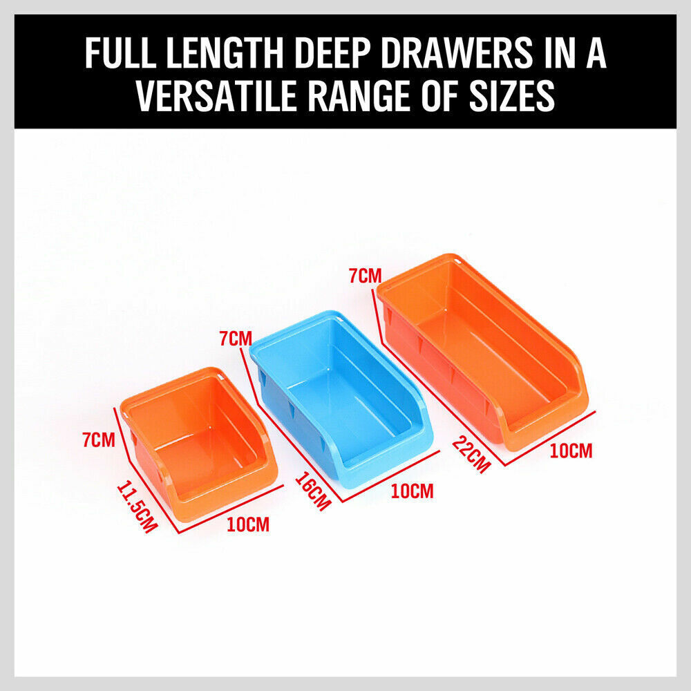 86Pc Wall Mounted Parts Storage Bins Tool Holder Rack Workshop Organiser 9