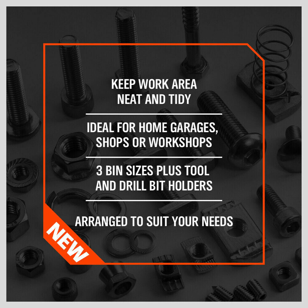 86Pc Wall Mounted Parts Storage Bins Tool Holder Rack Workshop Organiser 10