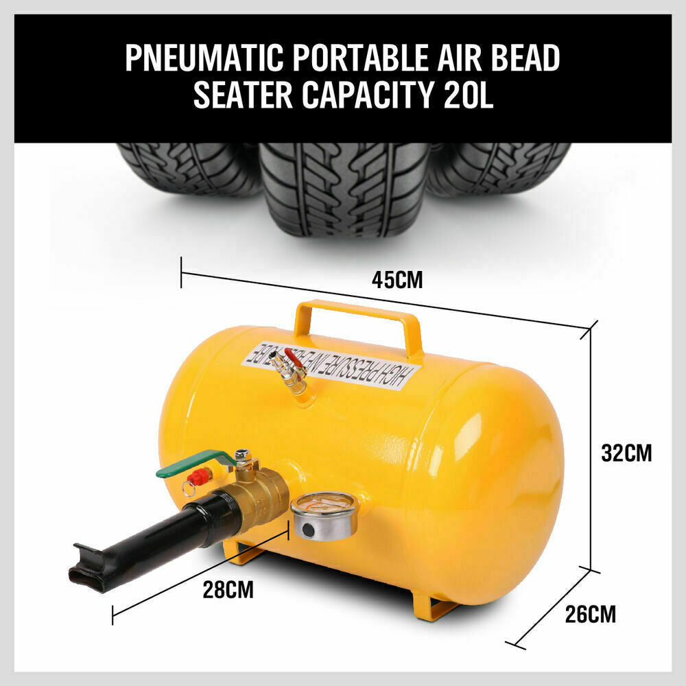 5 Gallon / 20L Bead Blaster Tyre Air Tank Tire Inflator Seater 4WD Car Shop Tool 8