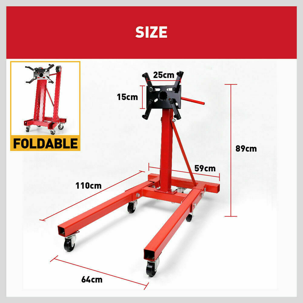 Heavy Duty Engine Stand Workshop Car Auto Folding Crane Hoist 900kg Loading 3