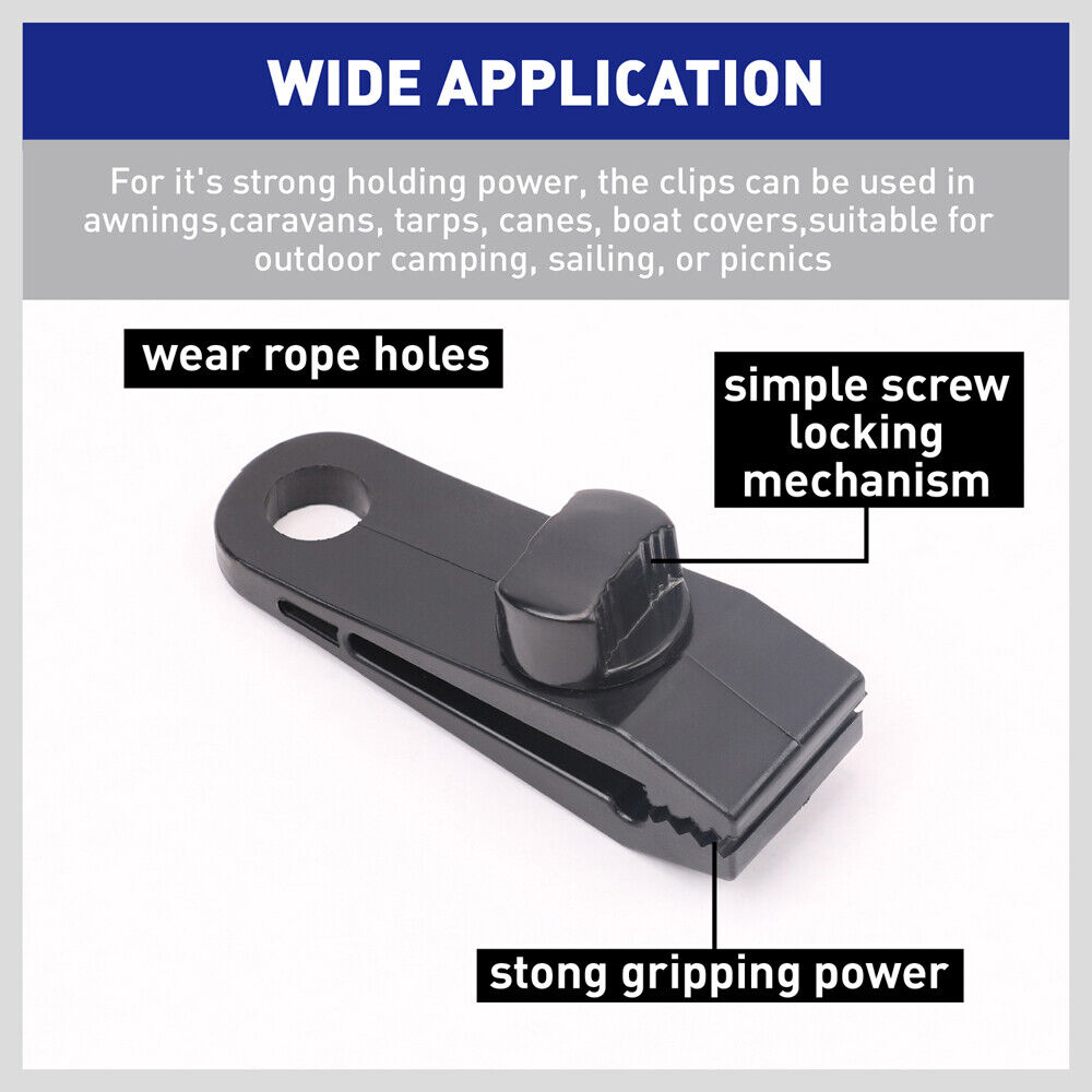 8Pc Awning Tarp Clamp Set Clips Hangers Survival Tent Emergency Grommet 5