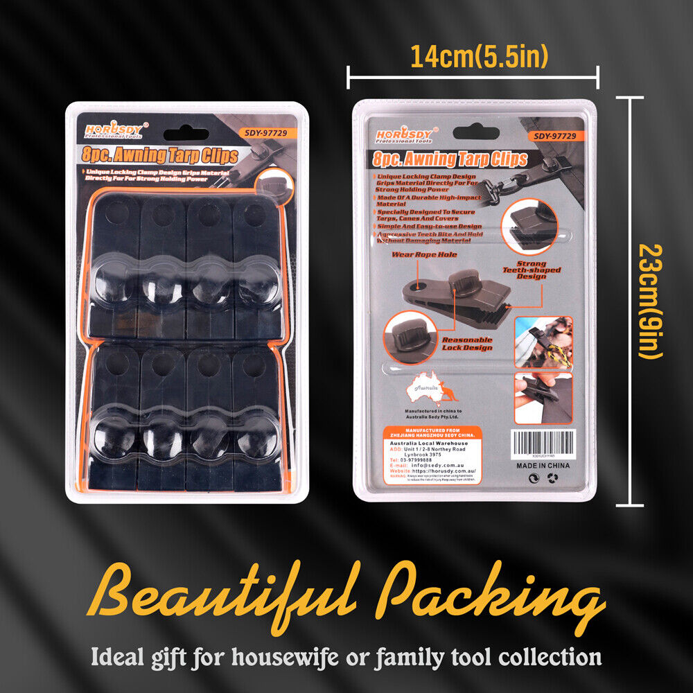 8Pc Awning Tarp Clamp Set Clips Hangers Survival Tent Emergency Grommet 7