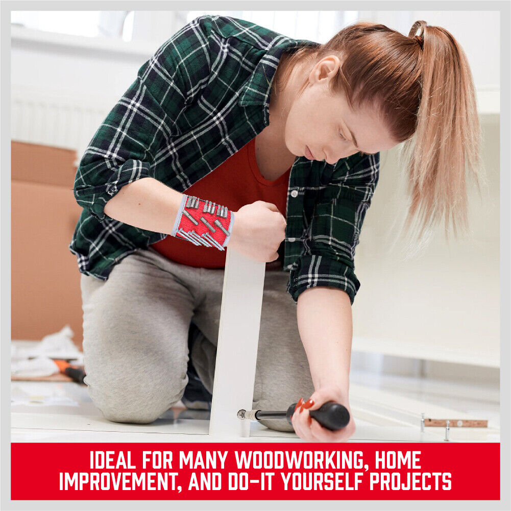 4Pc Magnetic Parts Holder Set Wrist Band Magnet Bowl Tray Screws Nuts Storage 7