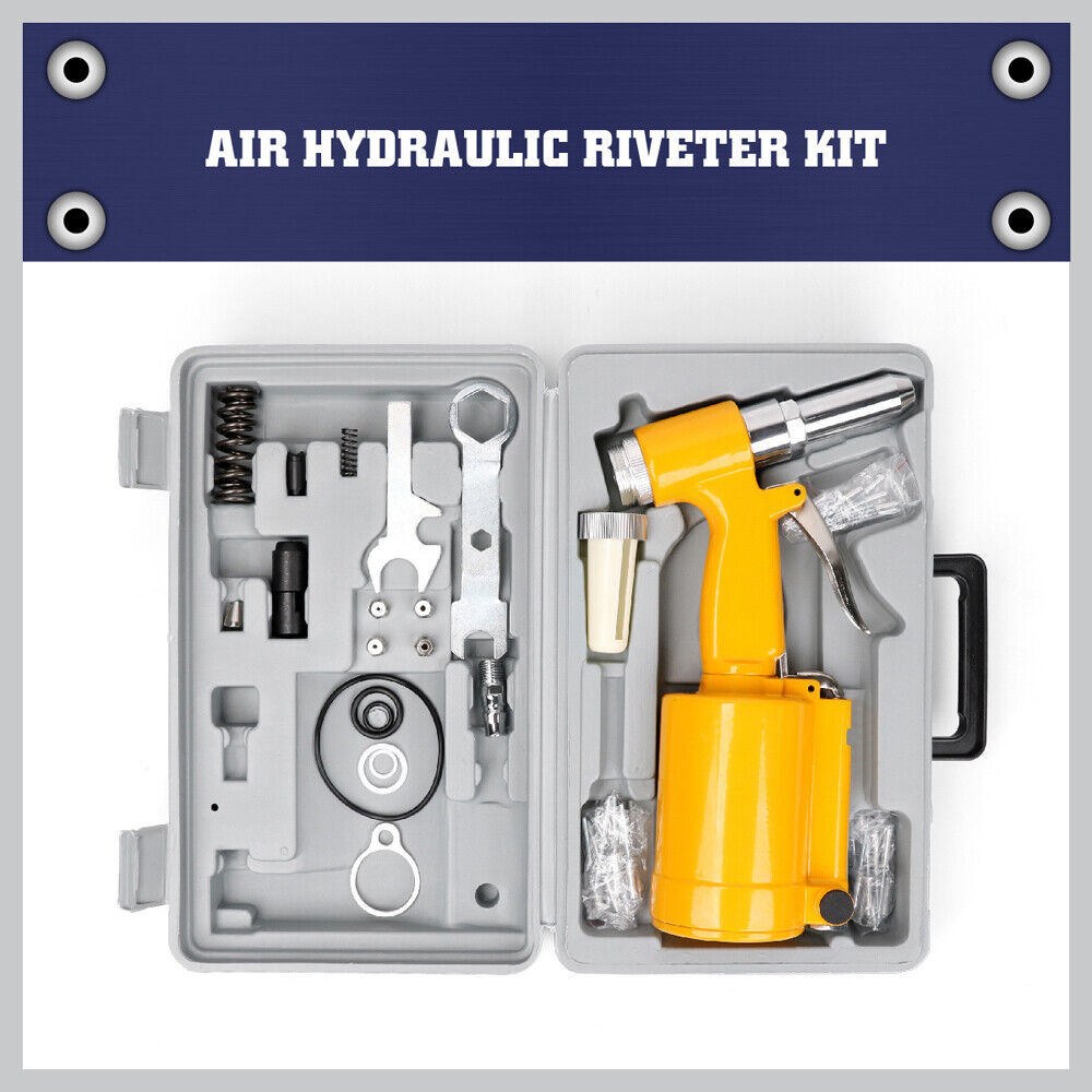 Air Hydraulic Pop Rivet Gun Pneumatic Riveter Industrial 4-Size Set With Case 3