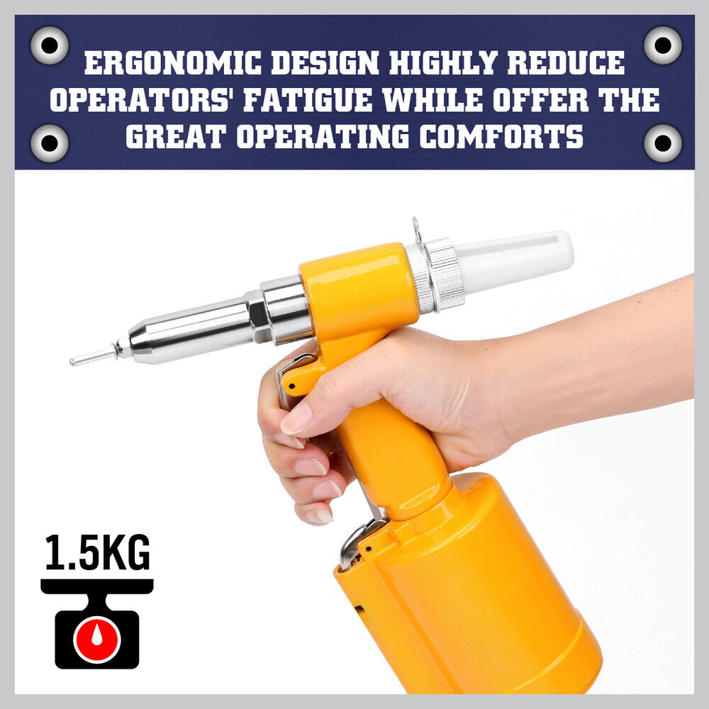 Air Hydraulic Pop Rivet Gun Pneumatic Riveter Industrial 4-Size Set With Case 8
