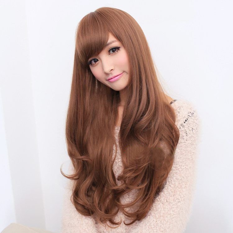 Long Wavy Curly Full Hair Wigs w Side Bangs Cosplay Costume Fancy Anime Womens, Black 3