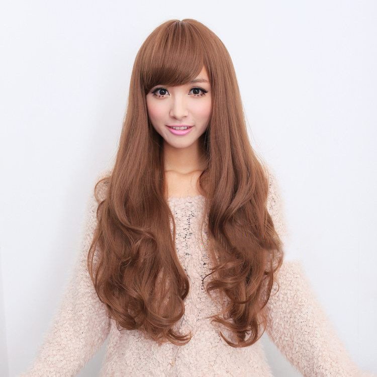 Long Wavy Curly Full Hair Wigs w Side Bangs Cosplay Costume Fancy Anime Womens, Flaxen 5