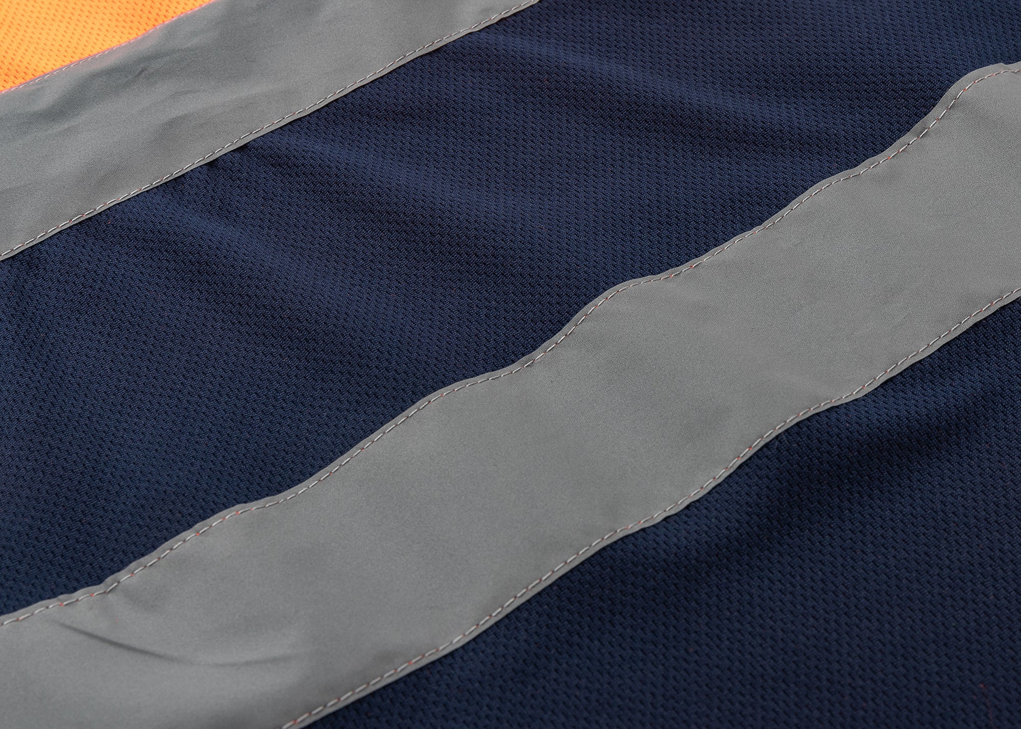HI VIS Long Sleeve Workwear Shirt w Reflective Tape Cool Dry Safety Polo 2 Tone, Fluoro Orange / Navy, L 8