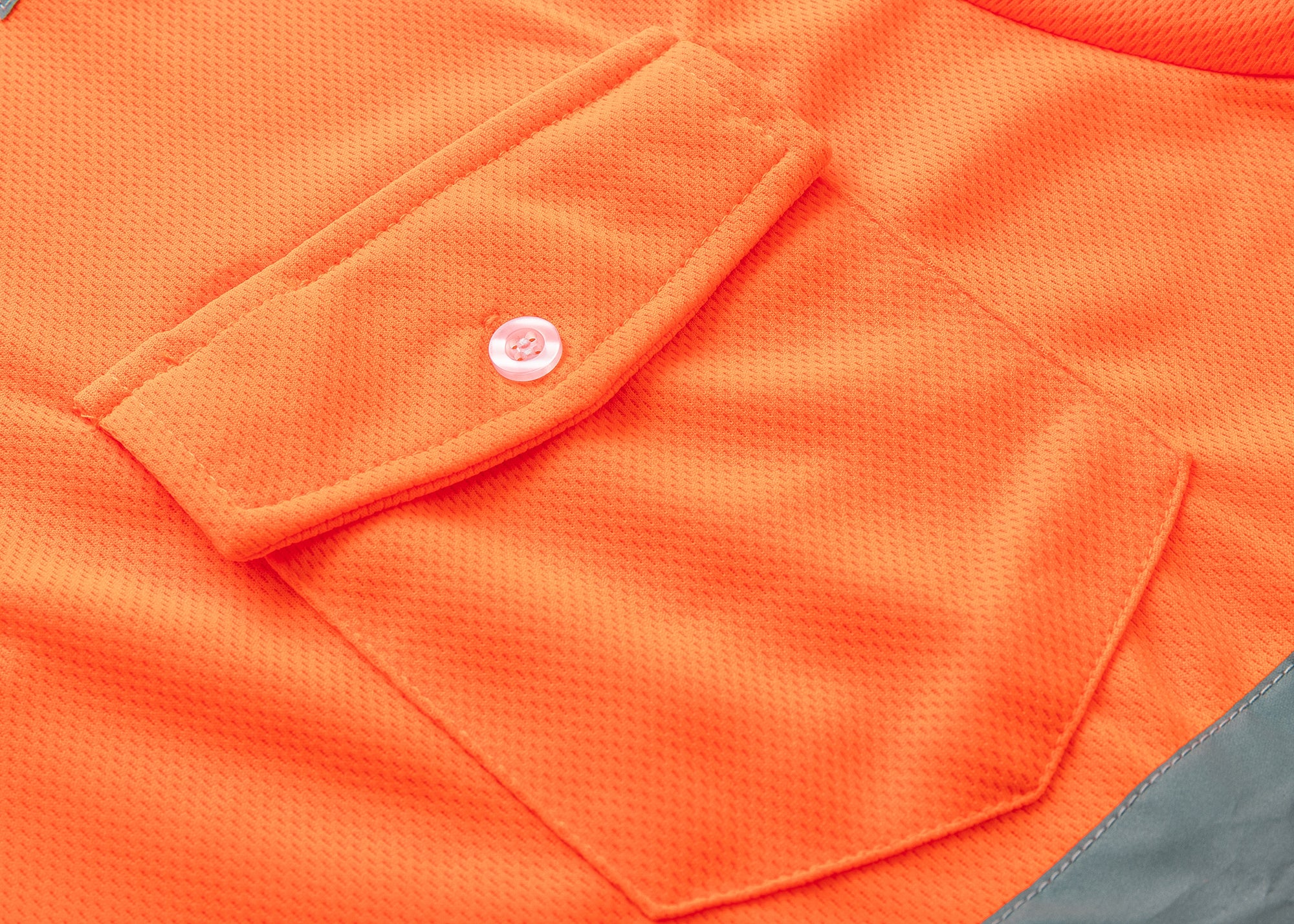 HI VIS Long Sleeve Workwear Shirt w Reflective Tape Cool Dry Safety Polo 2 Tone, Fluoro Orange / Navy, 2XL 9