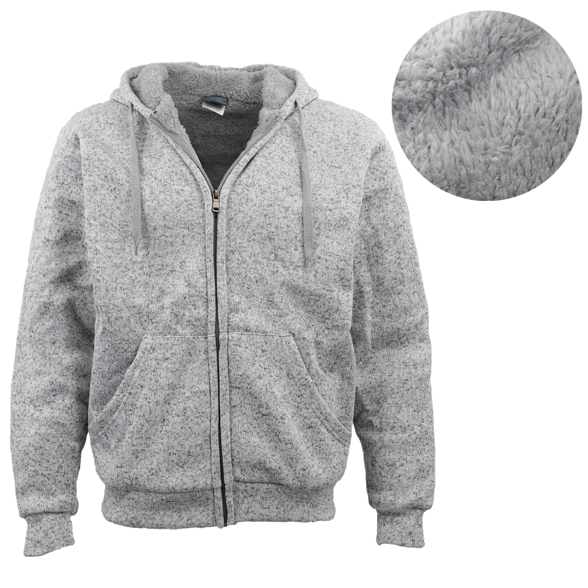Men's Thick Zip Up Hooded Hoodie w Winter Sherpa Fur Jumper Coat Jacket Sweater, Dark Grey, M 4