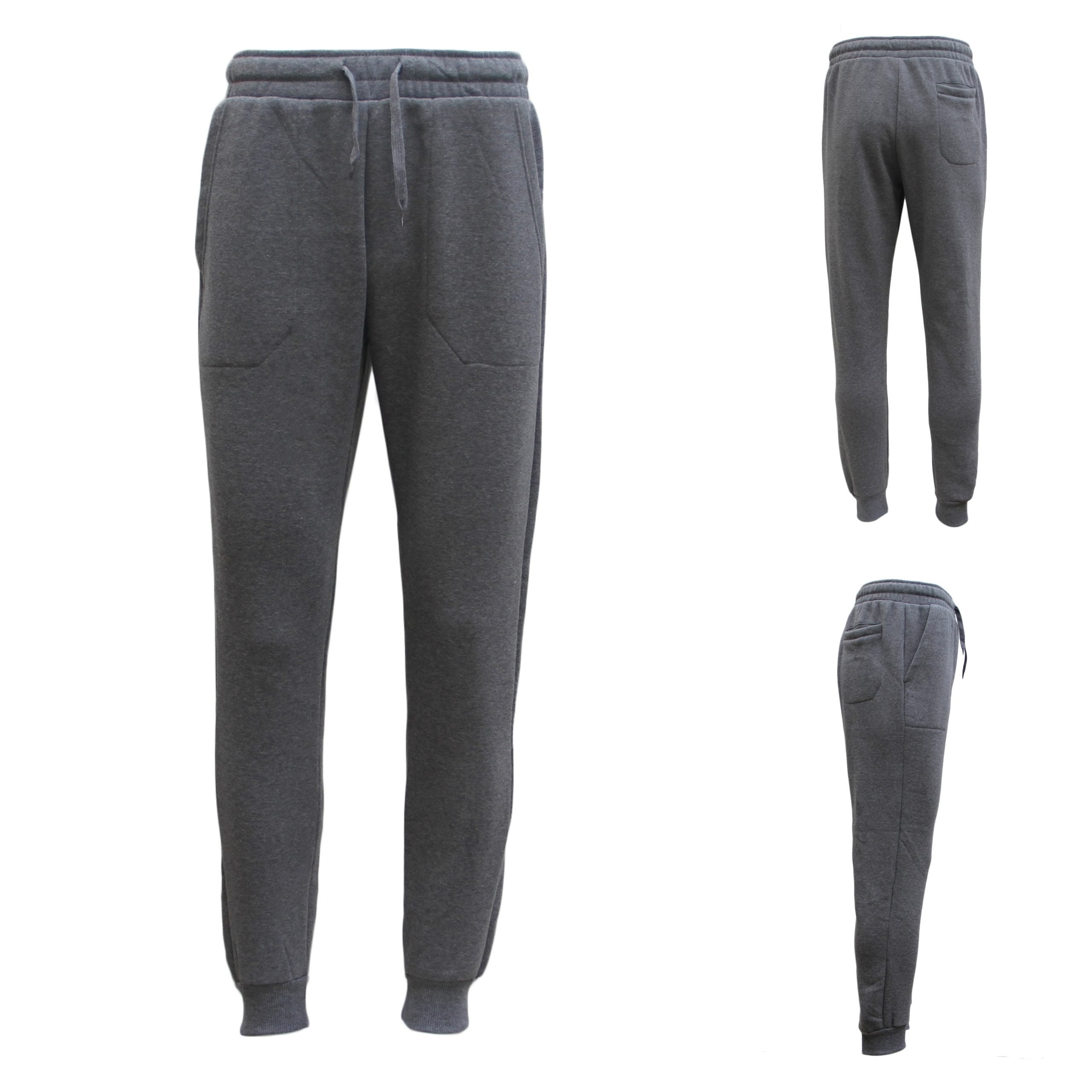 Mens Unisex Fleece Lined Sweat Track Pants Suit Casual Trackies Slim Cuff XS-6XL, Navy, L 5