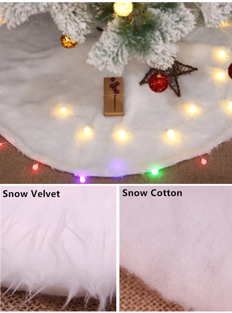 60/78/90/122cm Christmas Snow Plush Tree Skirt Xmas Base Floor Mat Cover Decor, 90cm (35.4") 6