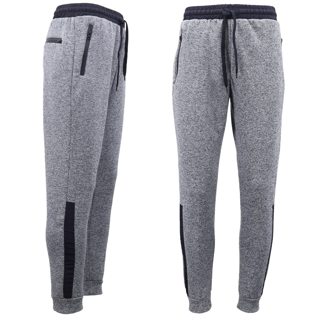 Mens Joggers Trousers Gym Sport Casual Sweat Track Pants Cuffed Hem w Zip Pocket, Light Grey, 3XL 5