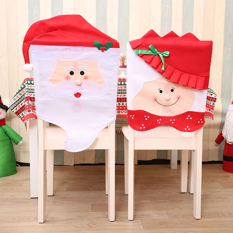 6x Christmas Cute Lady Santa Hat Chair Covers Dinner Home Décor Ornaments Gift, Mr Santa 3