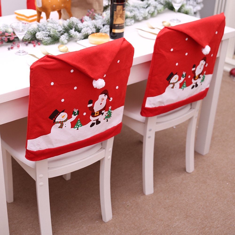 6-10x Christmas Santa Hat Chair Covers Table Cloth Dinner Home Décor Ornaments, Table Cloth (130x180 cm) 4