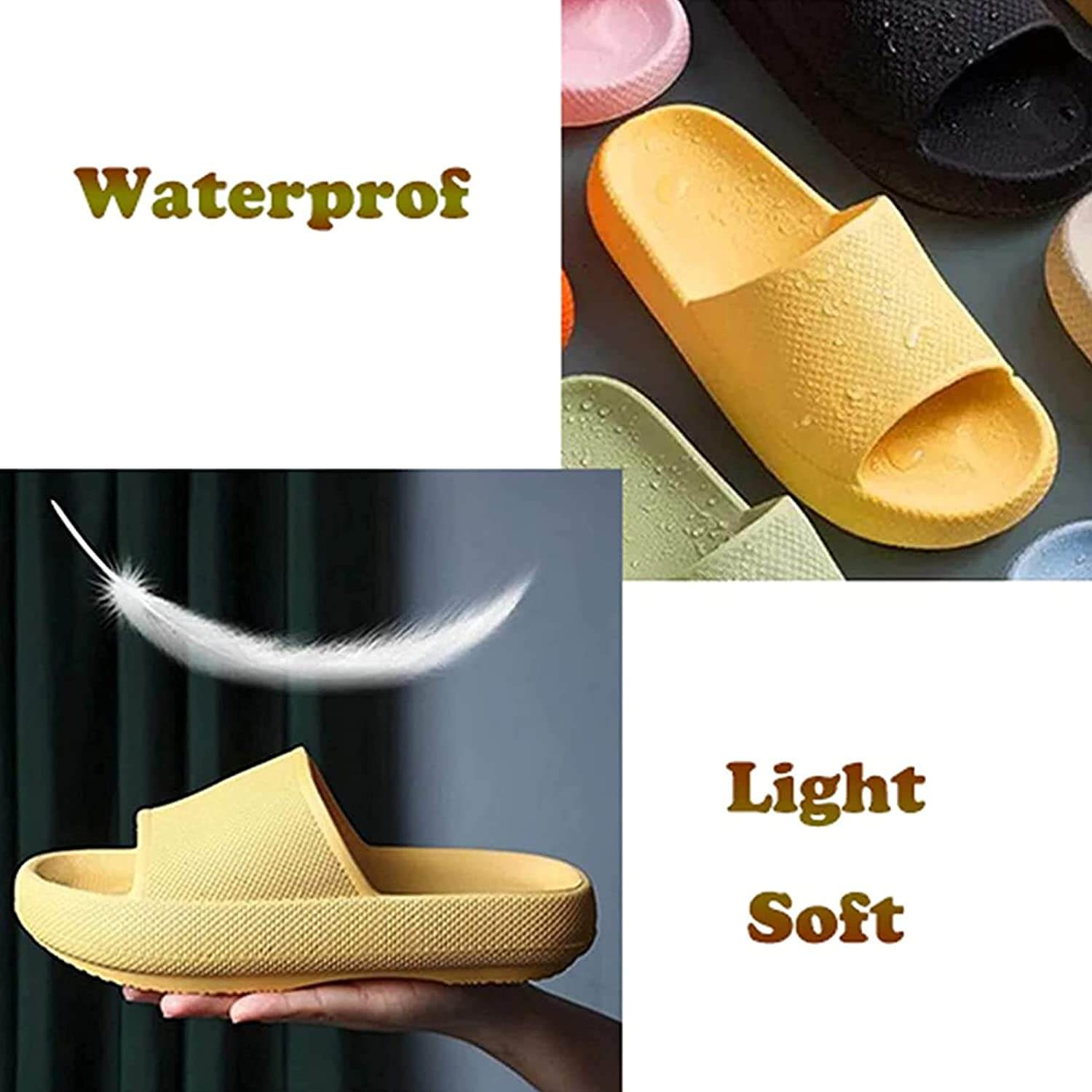 Pillow Slides Sandals Non-Slip Ultra Soft Slippers Cloud Shower EVA Home Shoes, Orange, 44/45 4