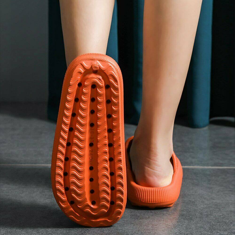 Pillow Slides Sandals Non-Slip Ultra Soft Slippers Cloud Shower EVA Home Shoes, Orange, 44/45 5