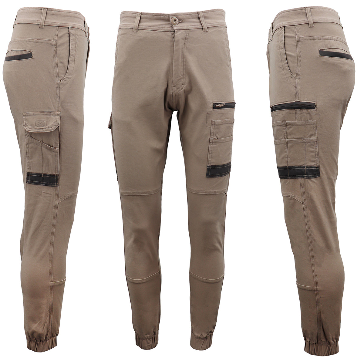 Men's Cargo Cotton Drill Work Pants UPF 50+ 13 Pockets Tradies Workwear Trousers, Black, 36 5