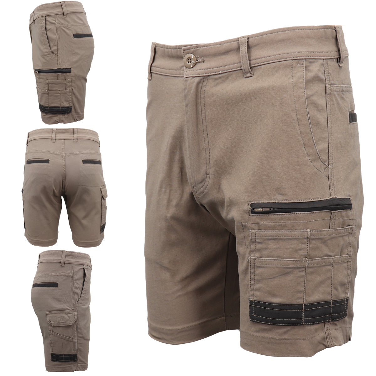 Mens Cargo Cotton Drill Work Shorts UPF 50+ 13 Pockets Tradies Workwear Trousers, Navy, 28 3
