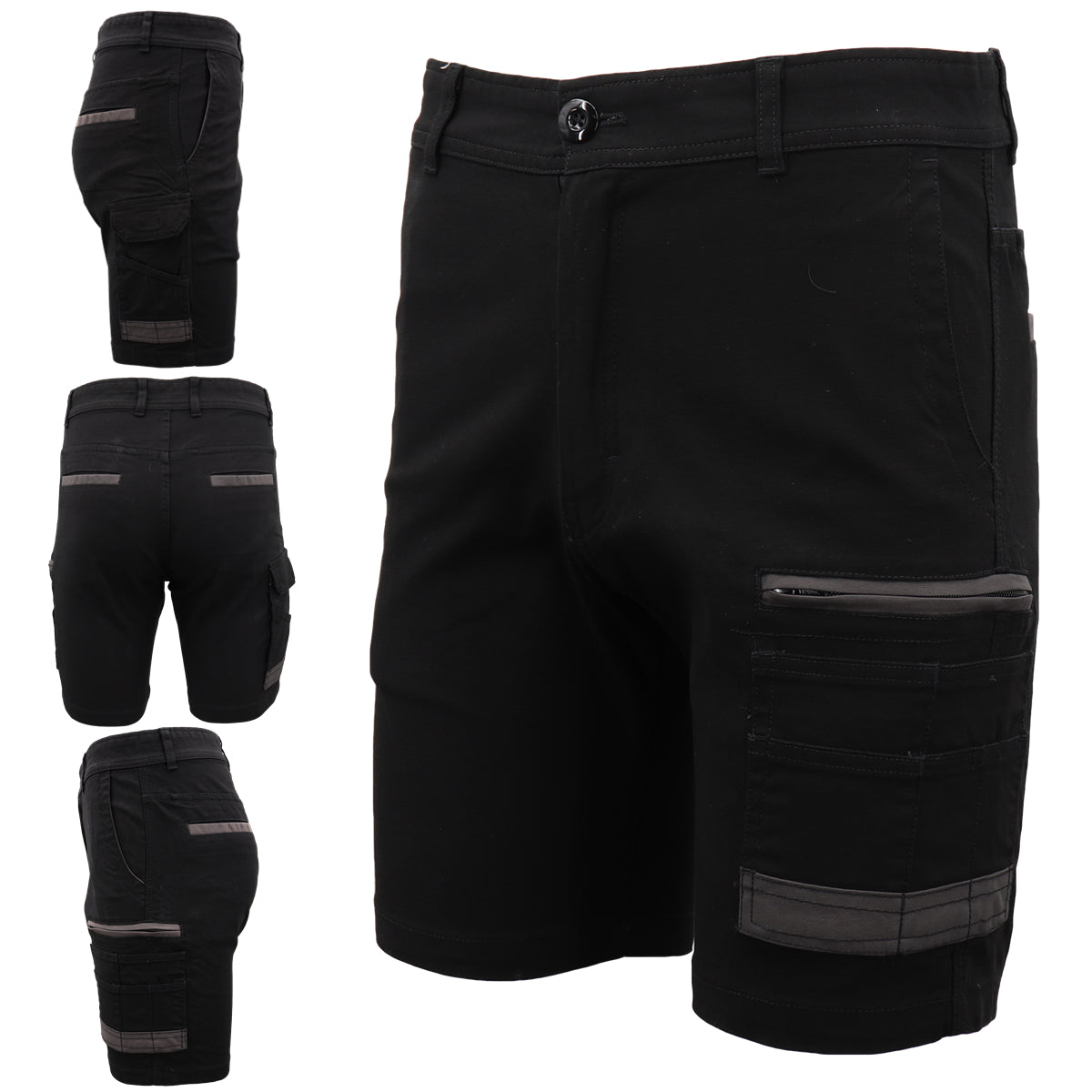 Mens Cargo Cotton Drill Work Shorts UPF 50+ 13 Pockets Tradies Workwear Trousers, Navy, 28 4