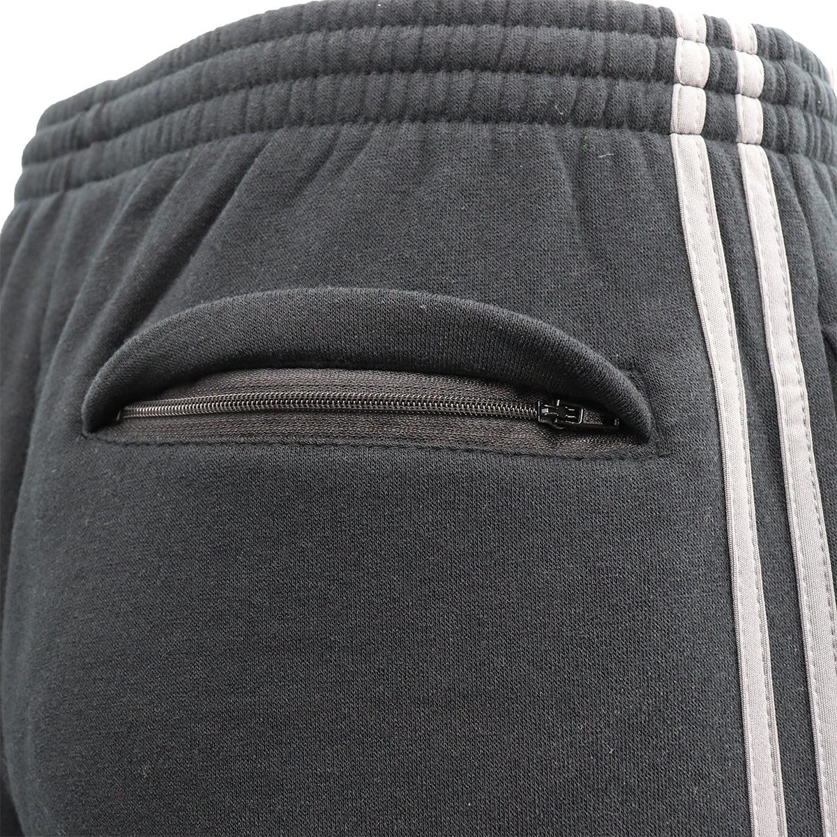 Men's Fleece Casual Sports Track Pants w Zip Pocket Striped Sweat Trousers S-6XL, Black w Grey Stripes, 2XL 3