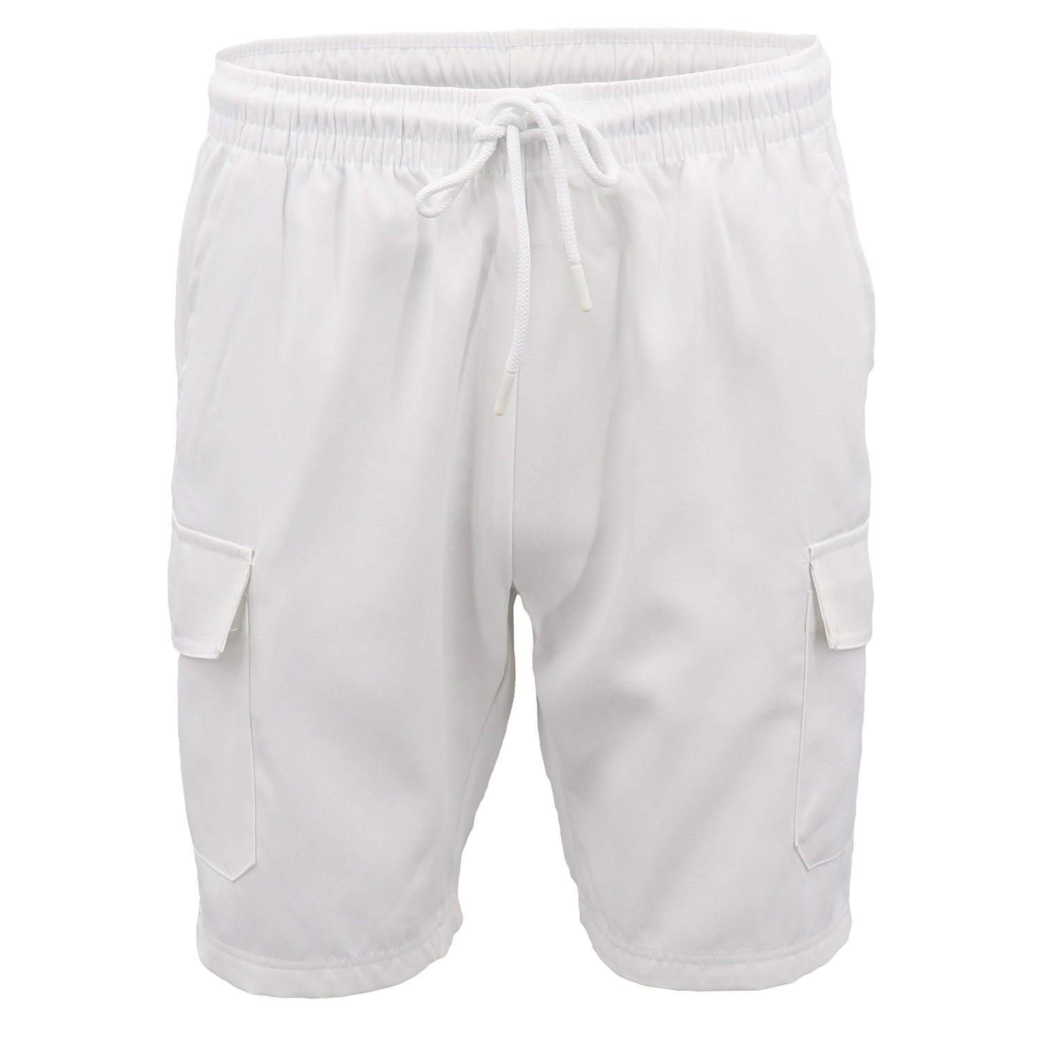 Men's Cargo Shorts 4 Pockets Cascual Work Trousers Active Pants Elastic Waist, White, L