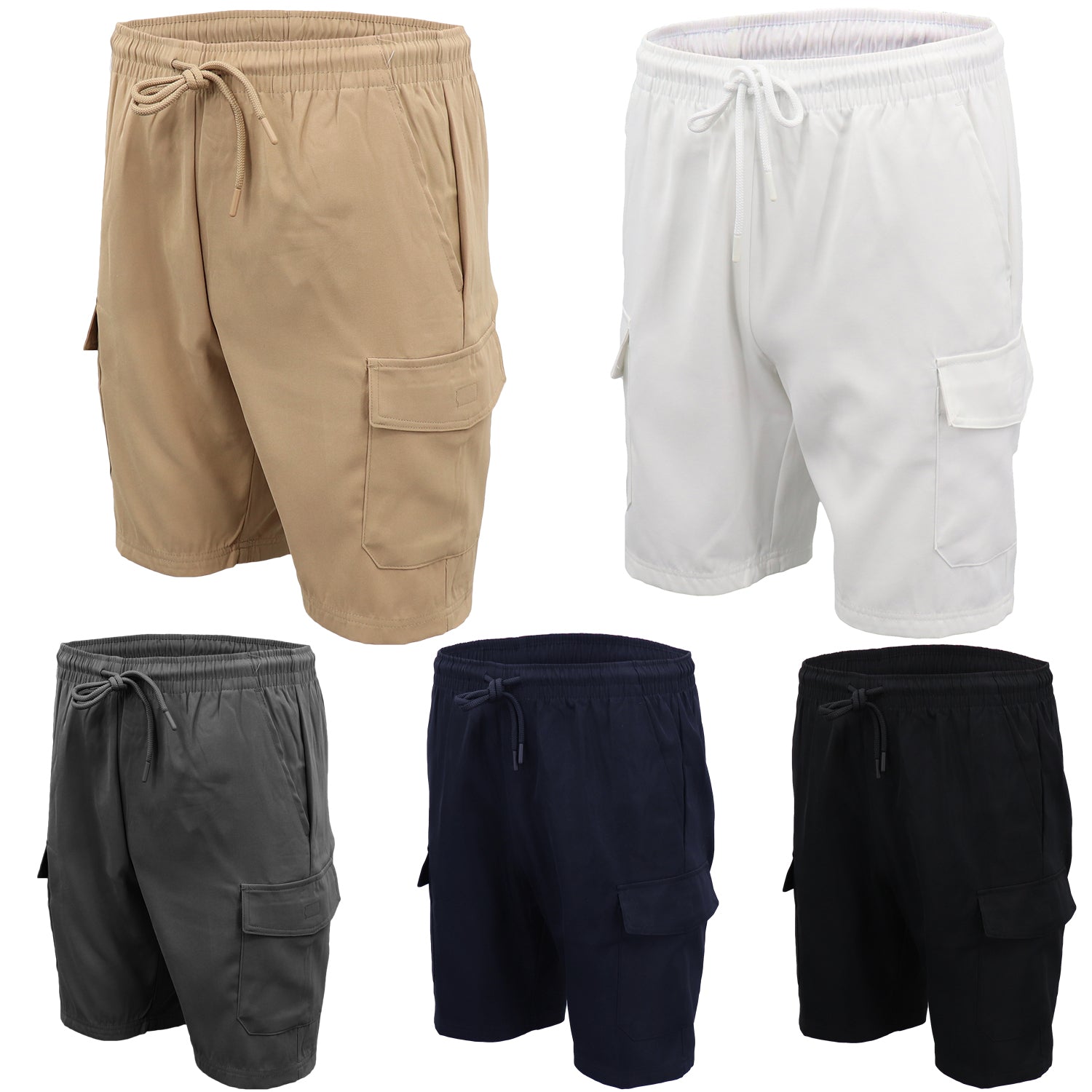 Men's Cargo Shorts 4 Pockets Cascual Work Trousers Active Pants Elastic Waist, White, XL 4