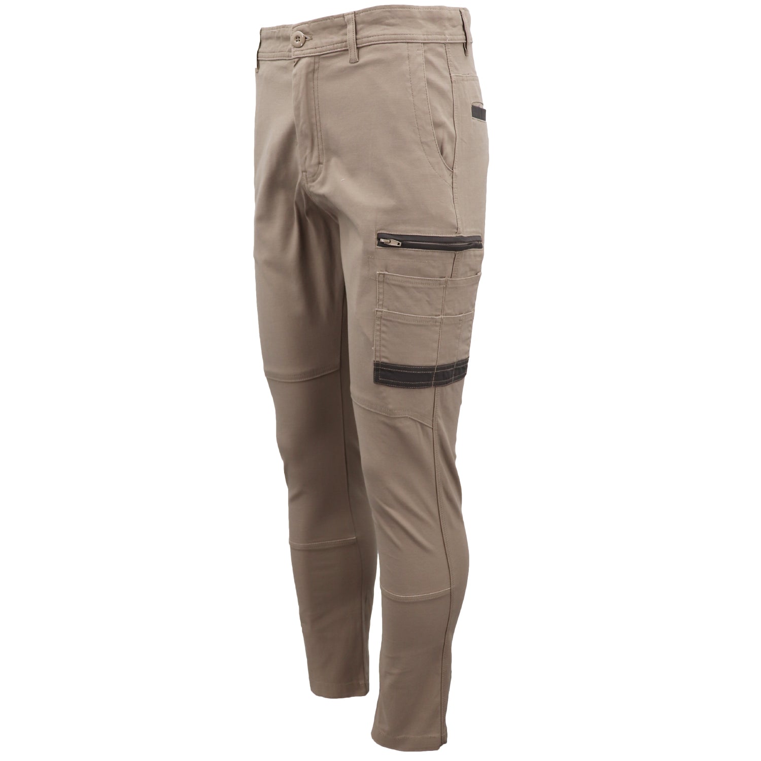 Men's Cotton Drill Cargo Work Pants UPF 50+ 13 Pockets Tradies Workwear Trousers, Black, 36 4